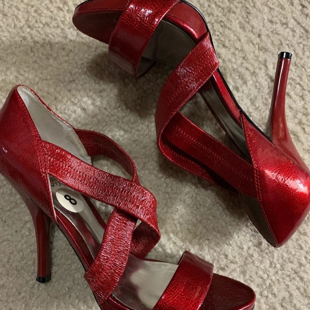 Red strappy heels